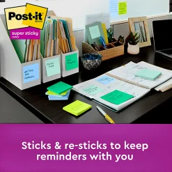 Post-it® Recycled Super Sticky Notes, 12 Pads, 90 Sheets, 3 in x 3 in, 2x Sticking Power, School Supplies & Office Products - 65412SST