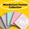 Post-it® Recycled Super Sticky Notes, 3 in x 3 in, 5 Pads, 90 Sheets/Pad, 2x the Sticking Power, Wanderlust Pastels Collection, 30% Recycled
