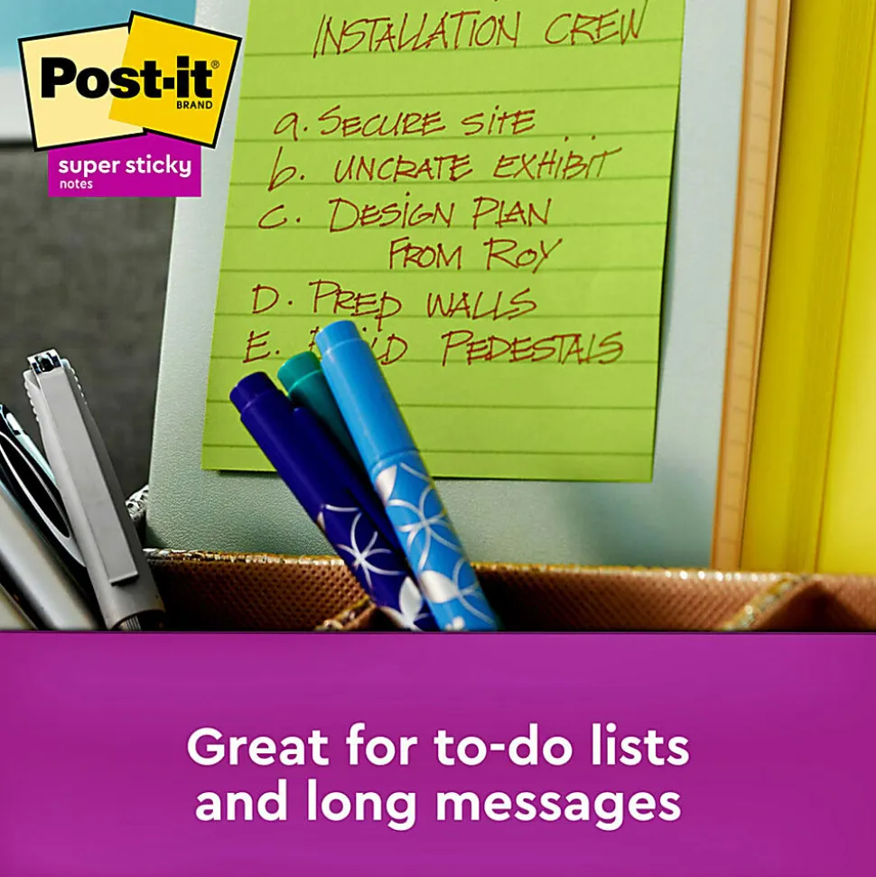 Post-it® Recycled Super Sticky Notes, 6 Pads, 90 Sheets, 4 in x 4 in, 2x Sticking Power, School Supplies & Office Products - 6756SST
