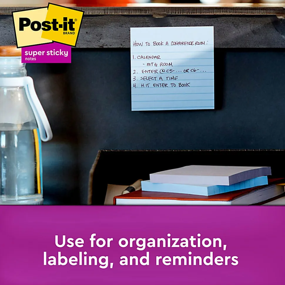 Post-it® Recycled Super Sticky Notes, 6 Pads, 90 Sheets, 4 in x 4 in, 2x Sticking Power, School Supplies & Office Products - 6756SST