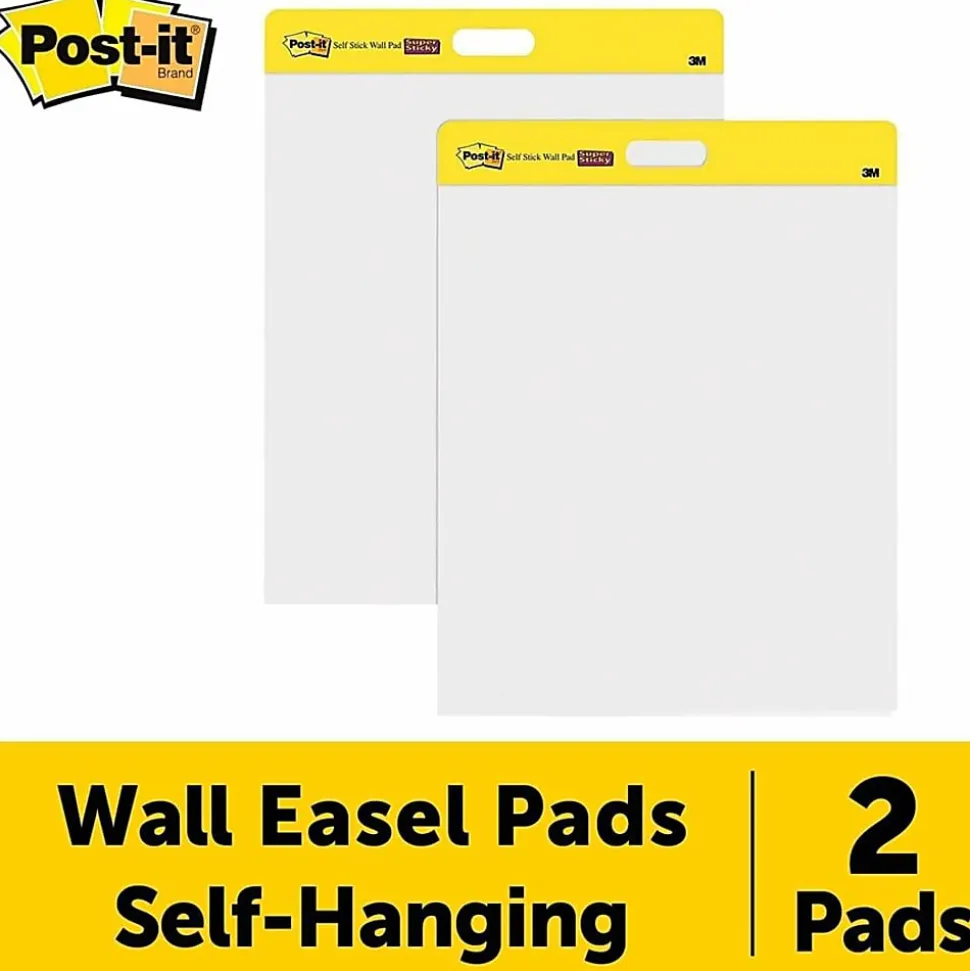 Post-it® Self-Stick Plain White Paper Wall Pad, 2 Pads, 20 Sheets Per Pad - 566CT