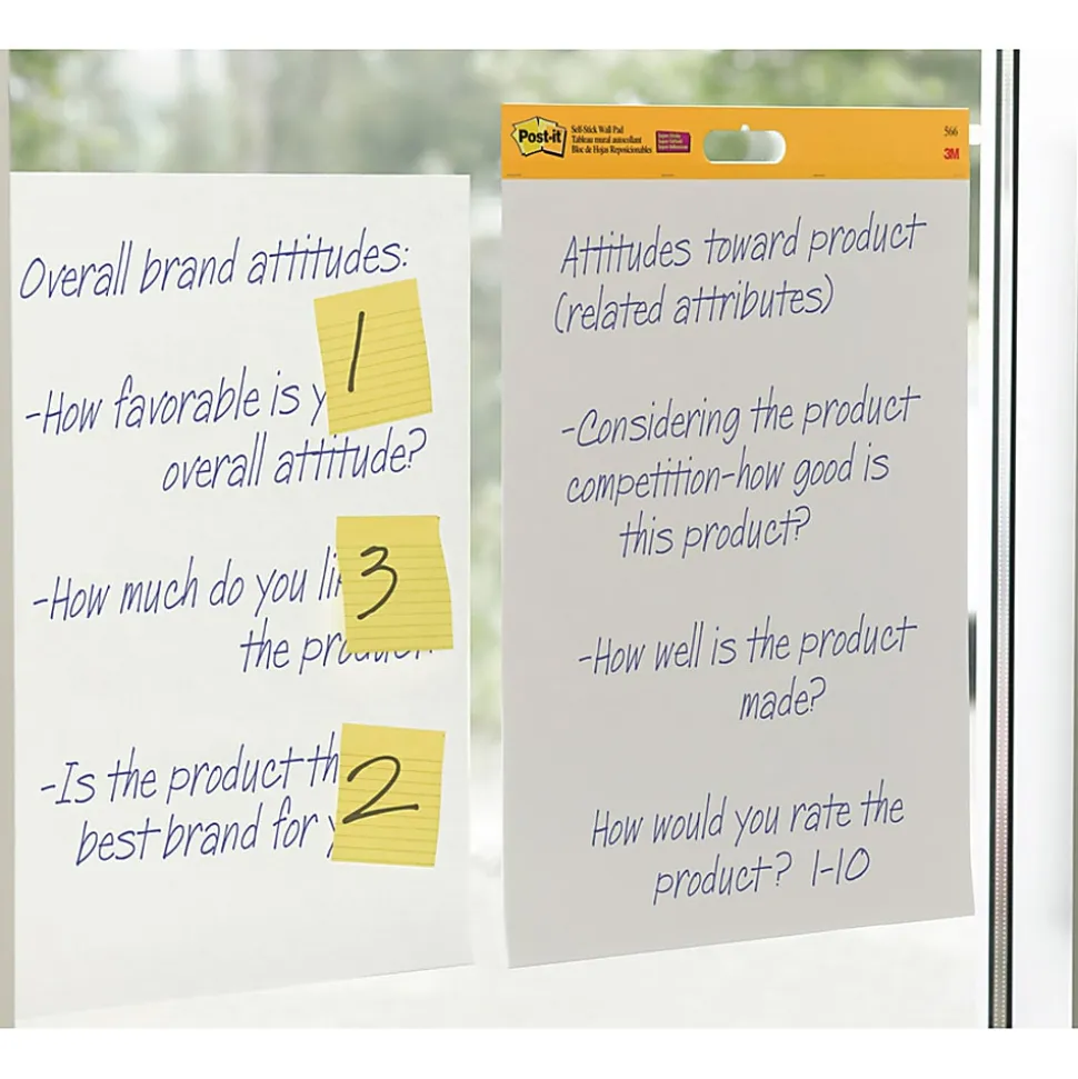 Post-it® Self-Stick Plain White Paper Wall Pad, 2 Pads, 20 Sheets Per Pad - 566CT
