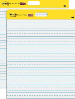 Post-it® Self Stick Wall Pad, 20 in x 23 in, 2 Pads, 20 Sheets/Pad, Primary Ruled, White