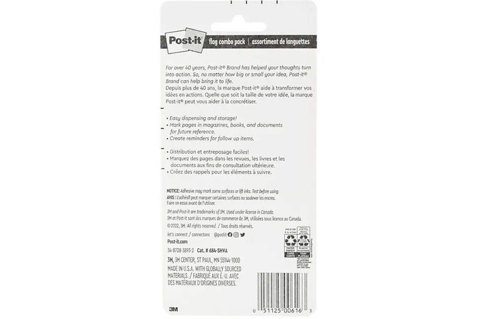 Post-it® Signature and Highlight Flag Combo Pack, .5" x 1.75", Assorted Colors, 1 Pack, 240 Flags/Pack, 70 Flags/Pack, Back to School Supplies