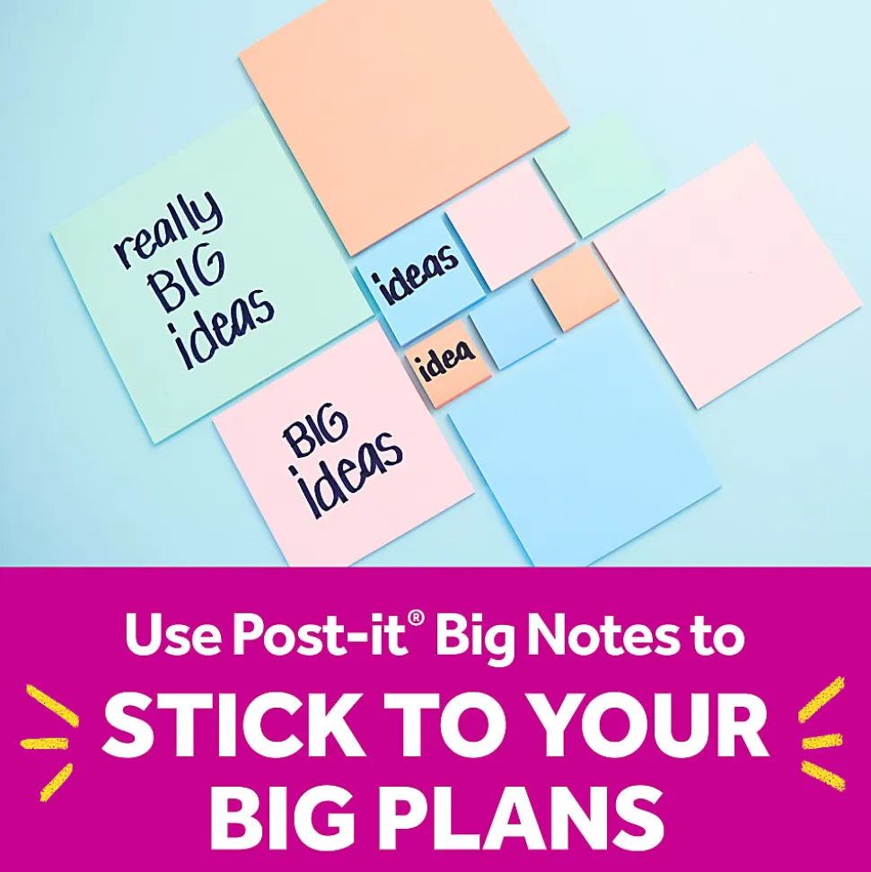 Post-it® Super Sticky Big Notes, 8 x 8 in, 1 Sticky Note Pad, 30 Sheets/Pad, Great for Vision Boards, Creative Projects, and Study Spaces, Papaya Fizz