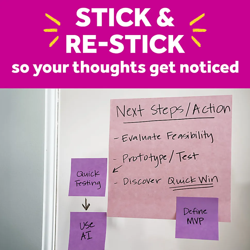 Post-it® Super Sticky Big Notes, 8 x 8 in, 1 Sticky Note Pad, 30 Sheets/Pad, Great for Vision Boards, Creative Projects, and Study Spaces, Pink Salt