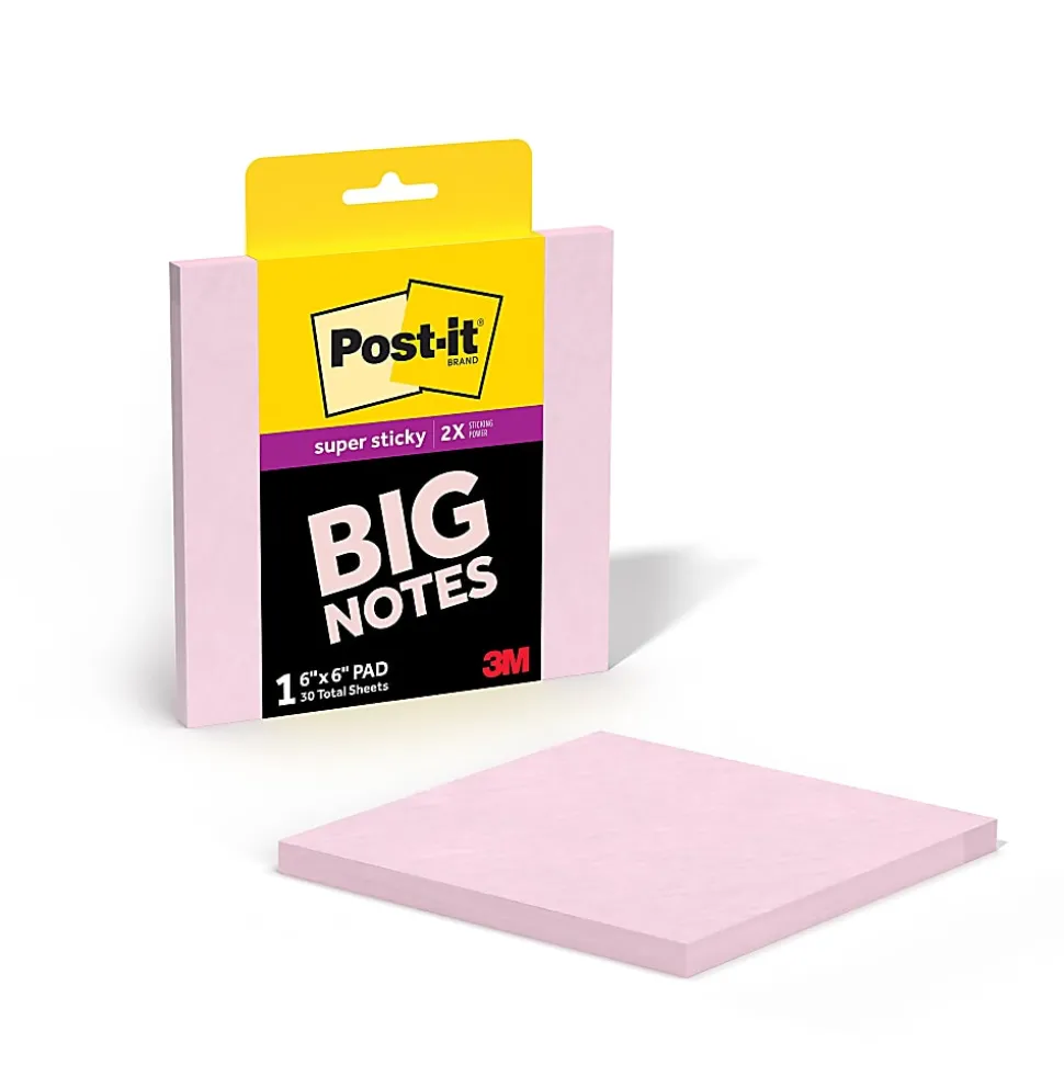 Post-it® Super Sticky Big Notes, 6 x 6 in, 1 Sticky Note Pad, 30 Sheets/Pad, Great for Vision Boards, Creative Projects, and Study Spaces, Pink Salt