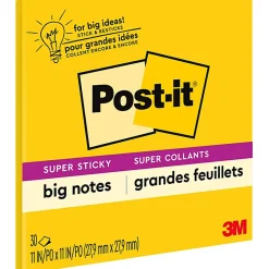 Post-it® Super Sticky Big Notes, 11 x 11 in, 1 Sticky Extra Large Note Pad, 30 Sheets/Pad, Great for Group Brainstorming and Study Spaces, Yellow