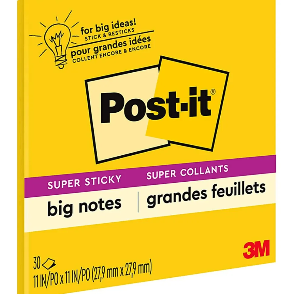 Post-it® Super Sticky Big Notes, 11 x 11 in, 1 Sticky Extra Large Note Pad, 30 Sheets/Pad, Great for Group Brainstorming and Study Spaces, Yellow