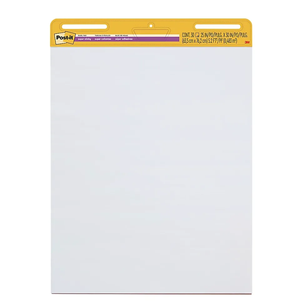Post-it® Super Sticky Easel Pads, 25" x 30", 1 Pad, 30 Sheets/Pad, School Supplies for Classrooms, White