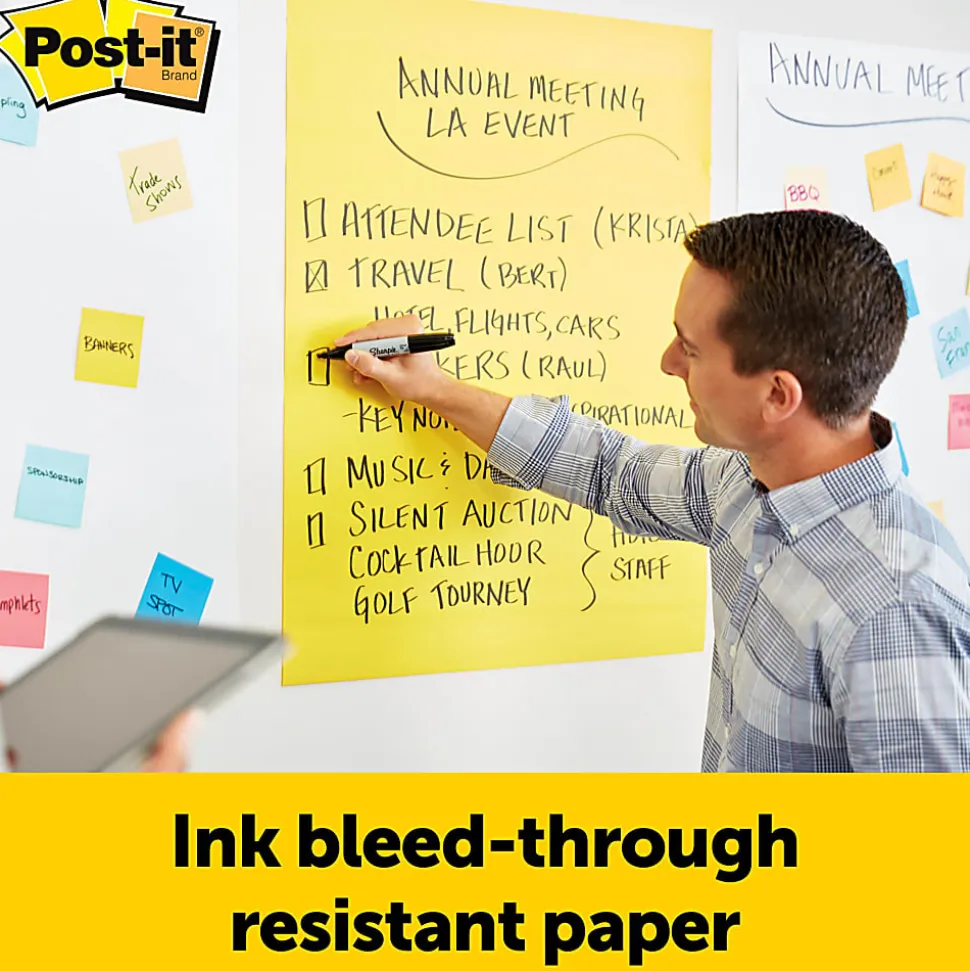 Post-it® Super Sticky Easel Pads, 25 in x 30 in, 2 Pads, 30 Sheets/Pad, Great for Virtual Teachers and Students, Yellow