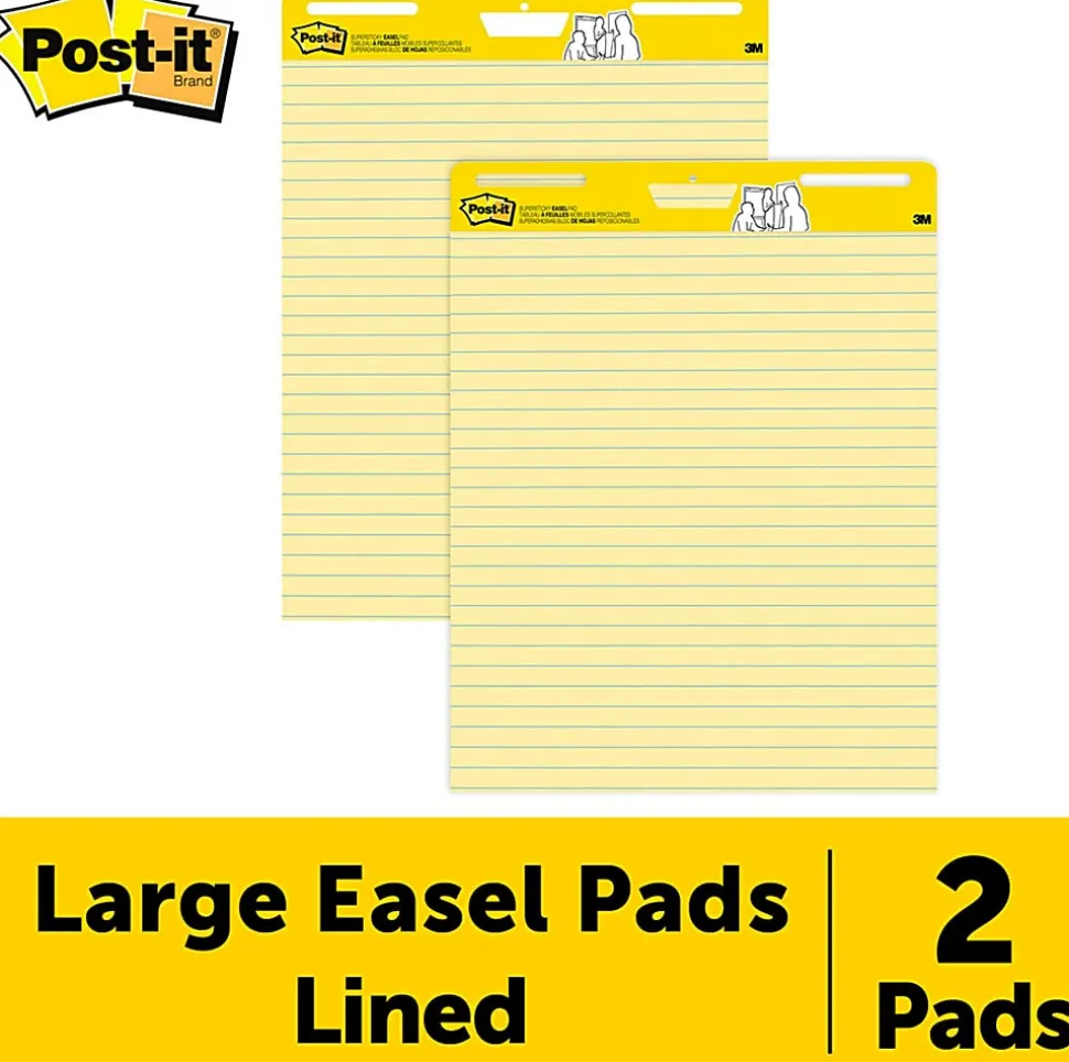 Post-it® Super Sticky Easel Pads, 25 in x 30 in, 2 Pads, 30 Sheets/Pad, Great for Virtual Teachers and Students, Yellow