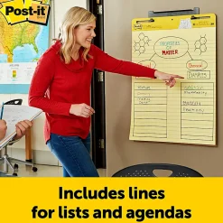 Post-it® Super Sticky Easel Pads, 25 in x 30 in, 2 Pads, 30 Sheets/Pad, Great for Virtual Teachers and Students, Yellow