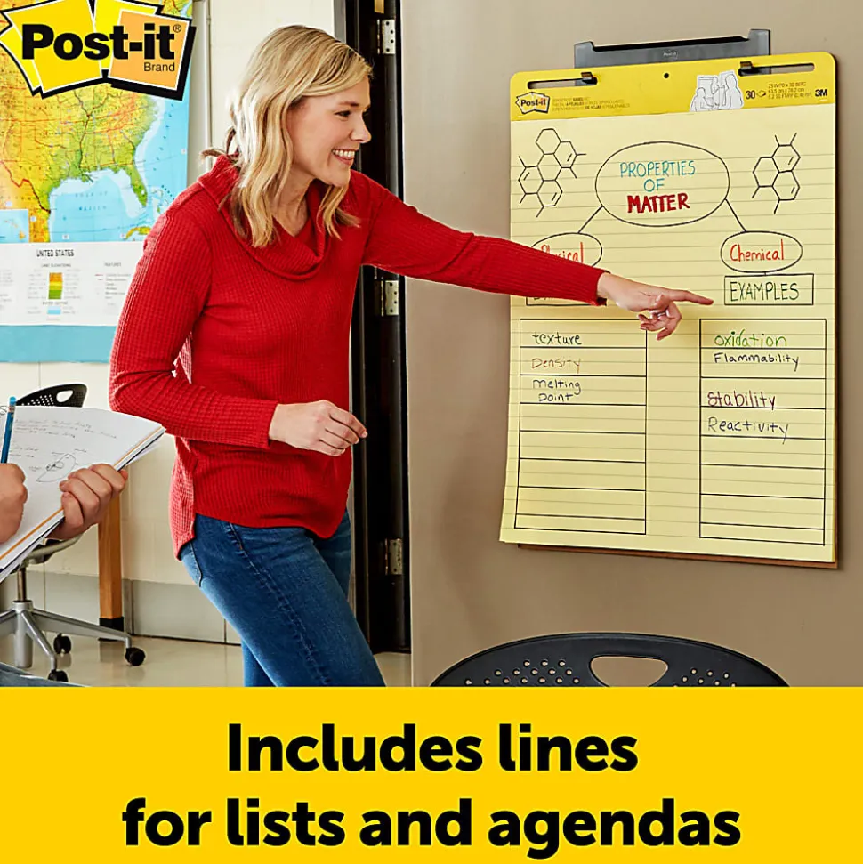 Post-it® Super Sticky Easel Pads, 25 in x 30 in, 2 Pads, 30 Sheets/Pad, Great for Virtual Teachers and Students, Yellow