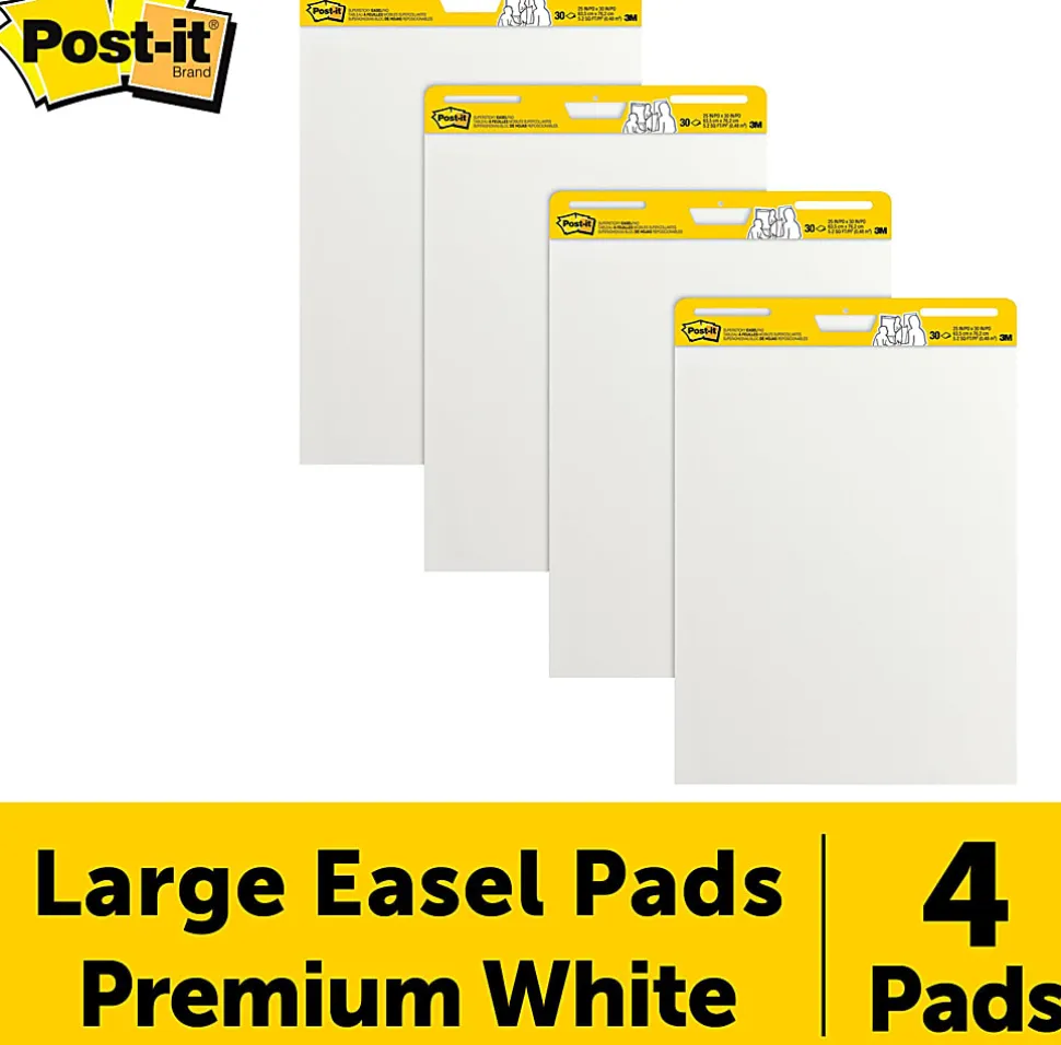 Post-it® Super Sticky Easel Pads, 25" x 30", 4 Pads, 30 Sheets/Pad, School Supplies for Classrooms, Blue Grid, White
