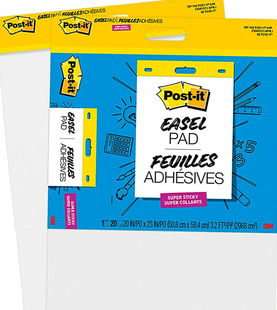 Post-it® Super Sticky Easel Pads 20" x 23", White, 2 Pads of 20 Sheets