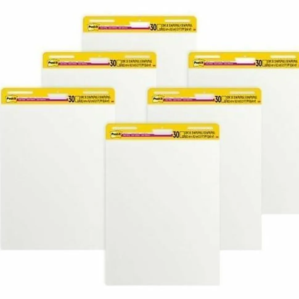 Post-it® Super Sticky Easel Pads, 25" x 30", 6 Pads, 20 Sheets/Pad, School Supplies for Classrooms, White