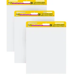 Post-it® Super Sticky Easel Pads, 25" x 30", 3 Pads, 20 Sheets/Pad, School Supplies for Classrooms, White