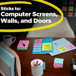 Post-it® Super Sticky Notes, Assorted Sizes, 15 Sticky Note Pads, 45 Sheets/Pad, 2X the Sticking Power, School and Office Supplies, Supernova Neons