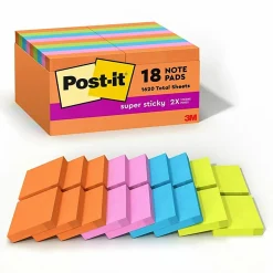 Post-it® Super Sticky Notes,Energy Boost Color Collection , 2" x 2", 18 Pads, 90 Sheets per Pad - 62218SSAUC