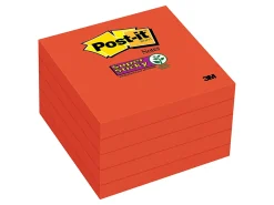 Post-it® Super Sticky Notes, 3 in x 3 in, 5 Pads, 90 Sheets/Pad, 2x the Sticking Power, Candy Apple Red