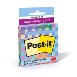 Post-it® Super Sticky Notes-To-Go Pop Up Notes, 3 x 3 in, 1 Sticky Note Pad, 90 Sheets/Pads, Great for School, Office or Classroom, Washed Denim