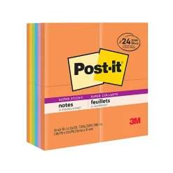 Post-it® Super Sticky Notes, 3 x 3 in, 24 Bulk Sticky Note Pads, 90 Sheets/Pad, 2X the Sticky Power, School Supplies and Office Products, Energy Boost