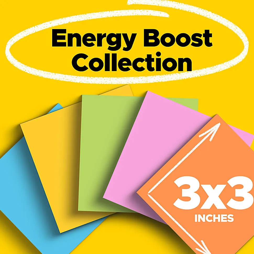 Post-it® Super Sticky Notes, 3 x 3 in, 24 Bulk Sticky Note Pads, 90 Sheets/Pad, 2X the Sticky Power, School Supplies and Office Products, Energy Boost