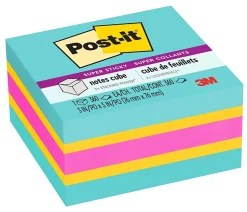Post-it® Super Sticky Notes, 3 x 3 in, 1 Cube Notes Pad, 360 Sheets/Pad, 2X the Sticking Power, School and Office Supplies, Assorted Bright Colors