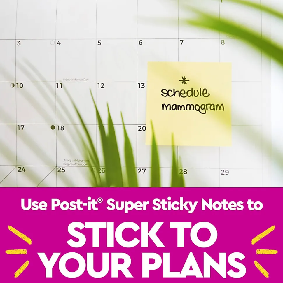 Post-it® Super Sticky Notes, 3 x 3 in, 16 Sticky Note Pads, 90 Sheets/Pad, 2X the Sticking Power, School Supplies and Office Products, Canary Yellow