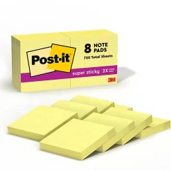 Post-it® Super Sticky Notes, 1.88 x 1.88 in, 8 Mini Sticky Note Pads, 90 sheets/Pad, 2X the Sticking Power, School and Office Supplies, Canary Yellow