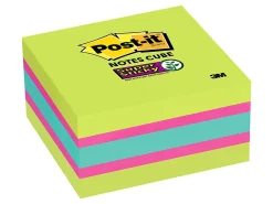 Post-it® Super Sticky Notes, 3 x 3 in, 1 Cube Sticky Notes Pad, 360 Sheets/Pad, 2X the Sticking Power, School and Office Supplies, Supernova Neons