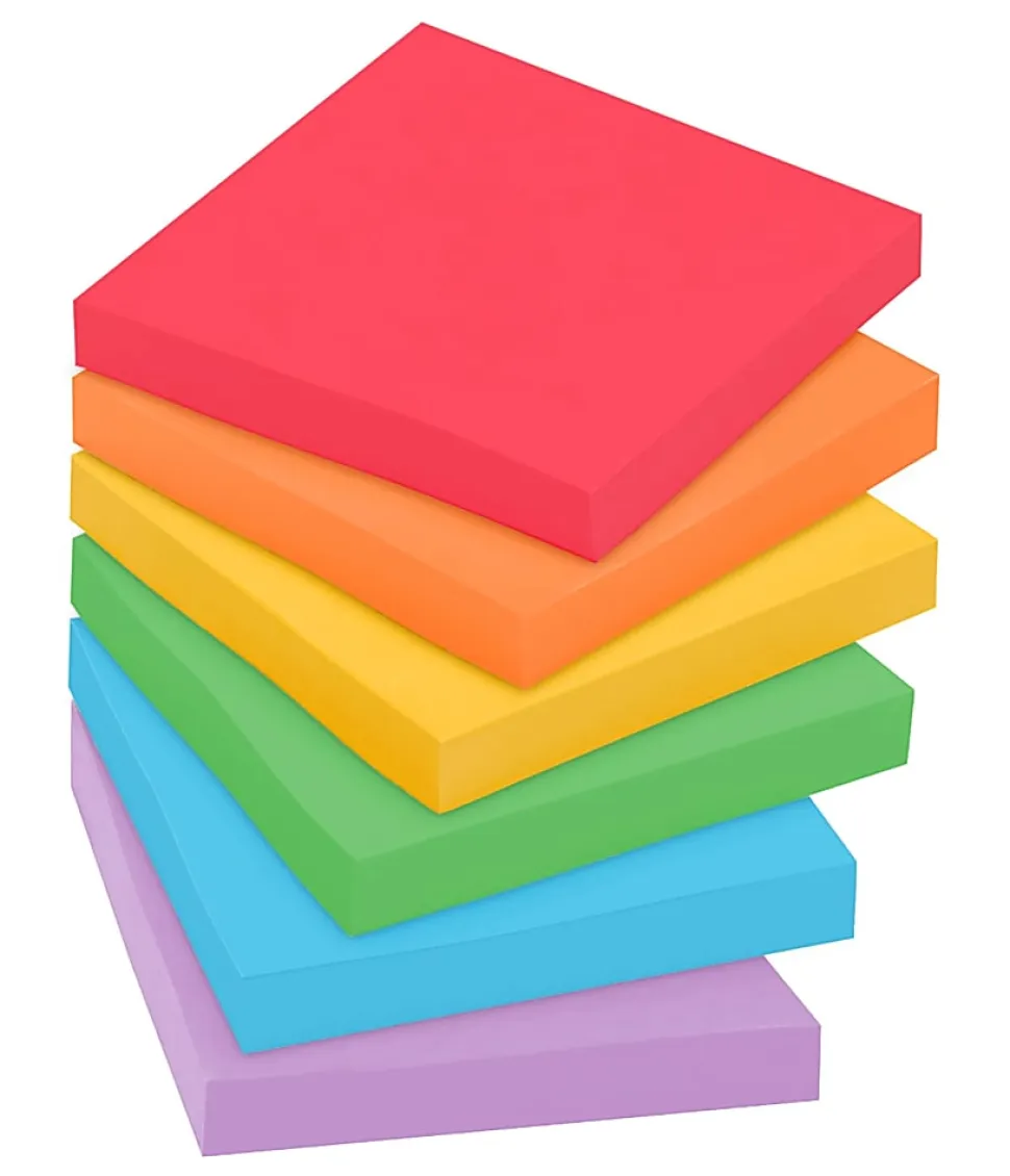 Post-it® Super Sticky Notes, 3 x 3 in, 12 Sticky Note Pads, 90 Sheets/Pad, 2X the Sticking Power, School and Office Supplies, Playful Primaries