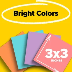 Post-it® Super Sticky Notes, 3 x 3 in, 18 Sticky Note Pads, 90 Sheets/Pad, 2X the Sticking Power, School and Office Supplies, Assorted Colors