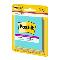 Post-it® Super Sticky Notes, 3 x 3 in, 3 Sticky Note Pads, 45 Sheets/Pad, 2X the Sticking Power, School Supplies and Office Products, Supernova Neons