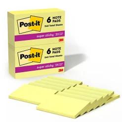 Post-it® Super Sticky Notes, 3 x 5 in, 12 Sticky Note Pads, 90 Sheets/Pad, 2X the Sticking Power, School Supplies and Office Products, Canary Yellow