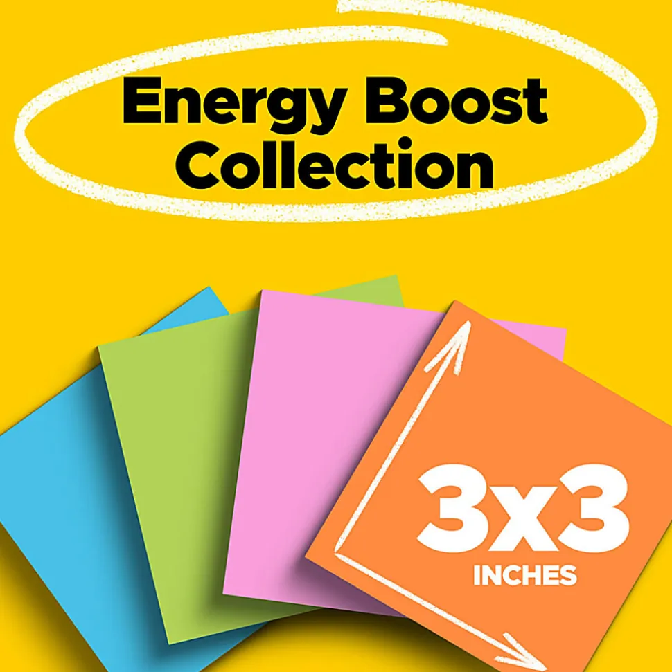 Post-it® Super Sticky Notes, 3 x 3 in, 24 Bulk Sticky Note Pads, 70 Sheets/Pad, 2X the Sticking Power, School and Office Supplies, Energy Boost