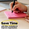 Post-it® Super Sticky Notes, 4 x 4 in, 6 Lined Sticky Note Pads, 90 Sheets/Pad, 2X the Sticking Power, School and Office Supplies, Supernova Neons