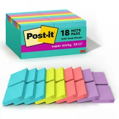Post-it® Super Sticky Notes, 1.88 x 1.88 in, 18 Sticky Note Pads, 90 Sheets/Pad, 2X the Sticking Power, School and Office Supplies, Supernova Neons