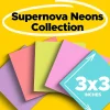 Post-it® Super Sticky Notes, 3 x 3 in, 5 Sticky Note Pads, 90 Sheets/Pad, 2X the Sticking Power, School Supplies and Office Products, Supernova Neons