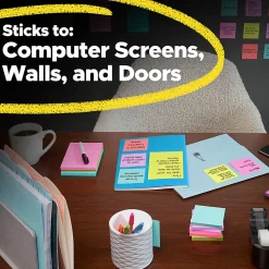 Post-it® Super Sticky Notes, 3 x 3 in, 28 Sticky Note Pads, 70 Sheets/Pad, 2X the Sticking Power, School Supplies and Office Products, Bright Colors