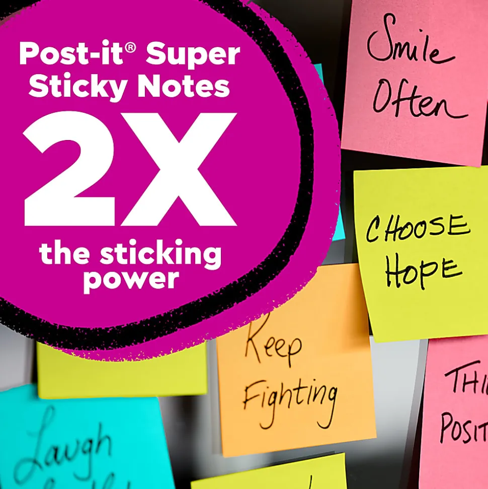 Post-it® Super Sticky Notes, 3 x 3 in, 28 Sticky Note Pads, 70 Sheets/Pad, 2X the Sticking Power, School Supplies and Office Products, Bright Colors