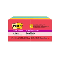 Post-it® Super Sticky Notes, 1.88 x 1.88 in, 8 Sticky Note Pads, 90 Sheets/Pad, 2X the Sticking Power, School and Office Supplies, Playful Primaries