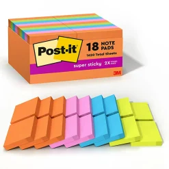 Post-it® Super Sticky Notes, 1.88 x 1.88 in, 18 Mini Sticky Note Pads, 90 Sheets/Pad, 2X the Sticking Power, School and Office Supplies, Energy Boost