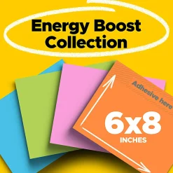 Post-it® Super Sticky Notes, 6 x 8 in, 4 Lined Sticky Note Pads, 45 Sheets/Pad, 2X the Sticking Power, School and Office Supplies, Energy Boost