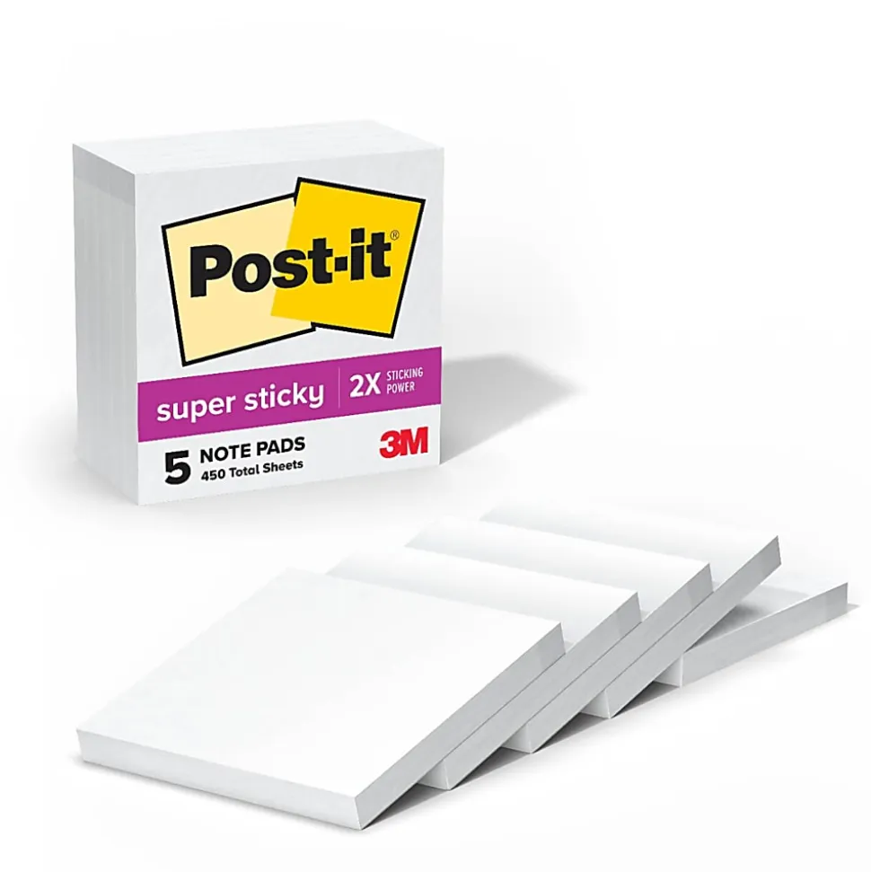 Post-it® Super Sticky Notes, 3 x 3 in, 5 Sticky Note Pads, 90 Sheets/Pad, 2X the Sticking Power, School Supplies and Office Products, First Snow