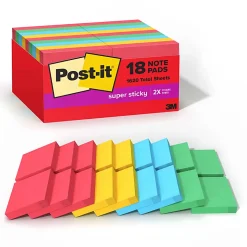 Post-it® Super Sticky Notes, 1.88 x 1.88 in, 18 Sticky Note Pads, 90 Sheets/Pad, School Supplies and Office Products, Playful Primaries