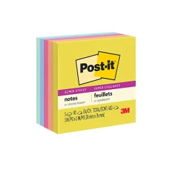Post-it® Super Sticky Notes, 3 x 3 in, 12 Sticky Note Pads, 2X the Sticking Power, School Supplies and Office Products, Supernova Neons