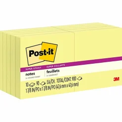 Post-it® Super Sticky Notes, 1.88 x 1.88 in, 10 Mini Sticky Note Pads, 90 Sheets/Pad, 2X the Sticking Power, School and Office Supplies, Canary Yellow