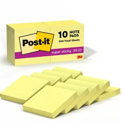 Post-it® Super Sticky Notes, 1.88 x 1.88 in, 10 Mini Sticky Note Pads, 90 Sheets/Pad, 2X the Sticking Power, School and Office Supplies, Canary Yellow